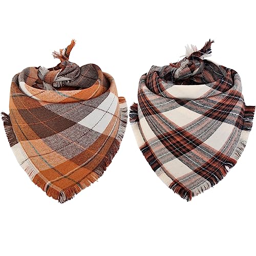 Herbst Hund Bandana Herbst Thanksgiving Plaid Reversible Dreieck Lätzchen Schal Zubehör für Hunde Haustiere von KZHAREEN