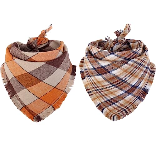 Herbst Hund Bandana Herbst Thanksgiving Plaid Reversible Dreieck Lätzchen Schal Zubehör für Hunde Haustiere von KZHAREEN