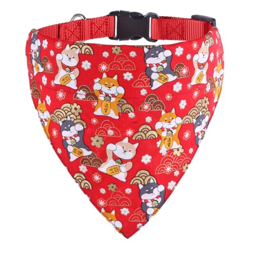 Hundehalsband mit Bandana, japanisches verstellbares Dreiecks-Lätzchen, Schal, Zubehör für Hunde, Katzen, Haustiere von KZHAREEN