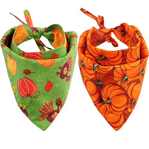 KZHAREEN 2 Pack Thanksgiving Dog Bandana Reversible Triangle Bibs Schal Zubehör für Hunde Katzen Haustiere Tiere von KZHAREEN