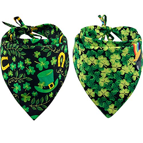 KZHAREEN 2 Stück St. Patrick Day Hunde-Bandana Reversible Triangle Lätzchen Schal Zubehör für Hunde, Katzen, Haustiere Tiere groß von KZHAREEN