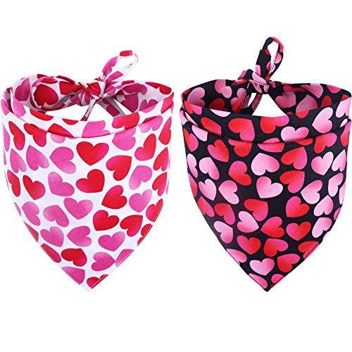 KZHAREEN 2 Stück Valentinstag Hund Bandana Reversible Dreieckstuch Lätzchen Schal Zubehör für Hunde Katzen Haustiere Groß von KZHAREEN