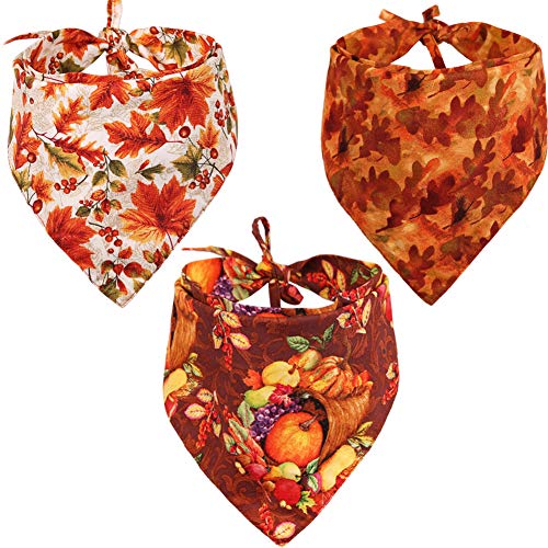 KZHAREEN 3 Stück/Pack Thanksgiving Hund Bandana Reversible Dreieck-Lätzchen Schal Zubehör für Hunde Katzen Haustiere Groß von KZHAREEN