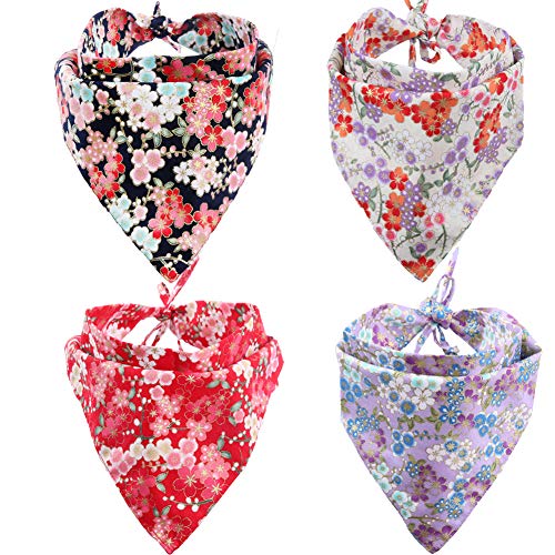 KZHAREEN 4-Pack Dog Bandanas Triangle Lätzchen Schal Zubehör Japanese Style Klein von KZHAREEN