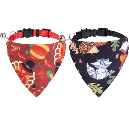 KZHAREEN Thanksgiving-Katzenhalsband, für Herbst und Herbst, mit Bandana, Glocke, verstellbar, für kleine Hunde, Welpen, Mädchen, Jungen von KZHAREEN