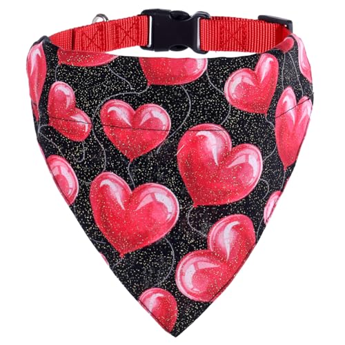 Valentinstag Hundehalsband mit Bandana, verstellbares Dreiecks-Lätzchen, Schal, Zubehör für Hunde, Katzen, Haustiere, Größe L von KZHAREEN