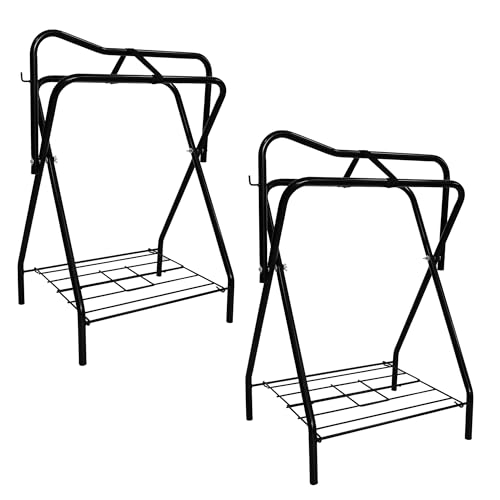 KZWT Sattelständer, stabile Konstruktion, tragbarer Sattelständer für englische und westliche Sattel, freistehende Sattelunterlage, Pferdezaumzeug, 2er-Set, Organisation KZWT Sattelständer, stabile Konstruktion, tragbarer Sattelständer für englische und westliche Sattel, freistehende Sattelunterlage, Pferdezaumzeug, 2er-Set, Organisation von KZWT
