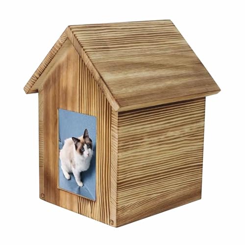 Hundeurnen für Asche, Haustierurnen, Haustier-Einäscherungsurnen, Haustierasche, Fotobox, Form des Hauses, Hundeurnen, Holz-Andenken, Gedenkurnen, Katzenasche von KaBuea