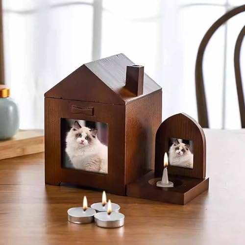 Personalisierte Urnen für die Asche von Hunden, Erinnerungsurnen für Haustiere aus Holz, Erinnerungsurnen für Haustiere mit Fotobox für Katzen von KaBuea