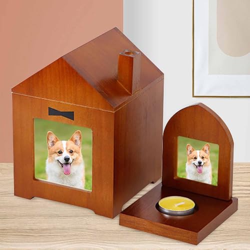 Personalisierte Urnen für die Asche von Hunden, Erinnerungsurnen für Haustiere aus Holz, Urnen mit Fotobox für Katzen von KaBuea