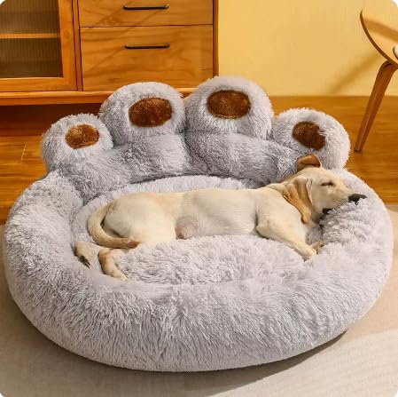 KaRFRi Großes Hundebett, waschbar, Donut-Katzenbett, weicher Plüsch, weich, warm, Hundematte, Geschenk für Hunde, Haustier, Katzenbett, Hundebett, Katzennest, Hundehaus (70 cm, Grau) von KaRFRi