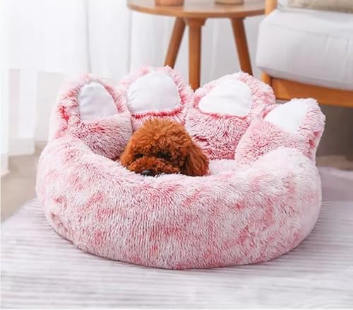 KaRFRi Großes Hundebett, waschbar, Donut-Katzenbett, weicher Plüsch, weich, warm, Hundematte, Geschenk für Hunde, Haustier, Katzenbett, Hundebett, Katzennest, Hundehaus (90 cm, Rosa) von KaRFRi