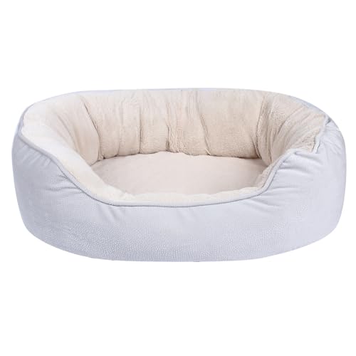 KaRFRi Orthopädisches Hundebett, beruhigendes Hundebett, weiches, bequemes Fleece-Hundebett mit abnehmbarem Plüsch-Sherpa-Bezug, Haustierbett, Katzennest, Zwinger, Geschenke für Hunde (46 x 36 x 18 von KaRFRi