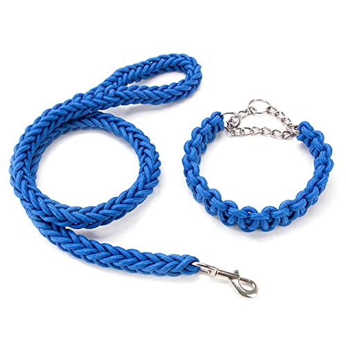 Gqiu Hundeleine und Halsband Nylon Geflecht Starke Haustierleine 360 Wirbel No Tangle Dog Walking Trainingsleine Weiches Hochleistungsseil für große mittlere Hunde Kleiner Welpe,Blau,XL von Kabxhueo