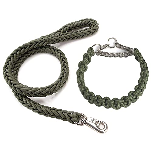 Gqiu Hundeleine und Halsband Nylon Geflecht Starke Haustierleine 360 Wirbel No Tangle Dog Walking Trainingsleine Weiches Hochleistungsseil für große mittlere Hunde Kleiner Welpe,Grün,L von Kabxhueo