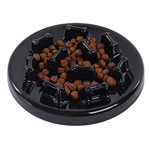 Langsam Feeder Hund Katze Keramikschalen, Spaß Interactive Feeder aufblasen Stopp Cat Bowl Verhindern Feeder Anti gulping gesunde Ernährung Diät-Fressnäpfe gegen aufblasen,Schwarz von Kabxhueo