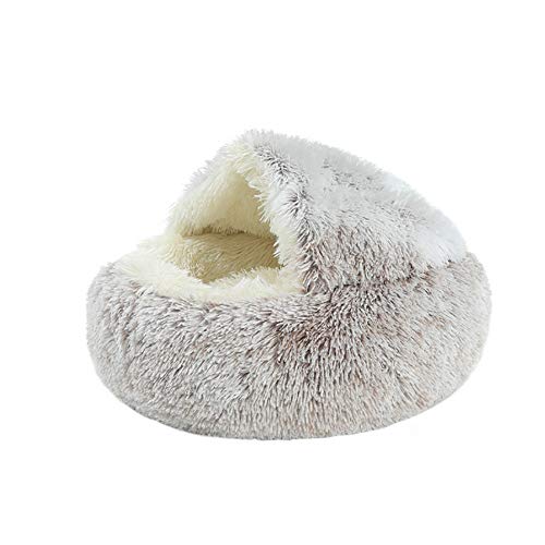 Waschbares Flauschi Katzenhöhle,gemütliches Katzenzelt Katzenbett Haus, rutschfest warm waschbar Katze Schlafbett Zelte Für Kleine Hunde, Welpen, Kätzchen, Kaninchen,Plush Brown,L von Kabxhueo