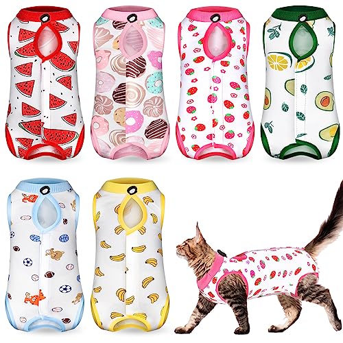 6 Stück Katzen-Genesungsanzug, Kätzchen-Genesungsanzug, E-Halsband, Alternative Pyjama für Katzen und Hunde, Bauchhaut, Anti-Leck-Anzug, verschiedene Stile (Medium) von Kacctyen