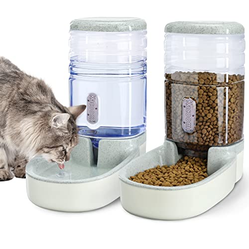 Automatischer Futterspender und Wasserspender für Hunde und Katzen, Schwerkraft-Futterspender und Bewässerungs-Set mit Futternapf für kleine, mittelgroße Hunde, Welpen, Kätzchen, großes von Kacoomi