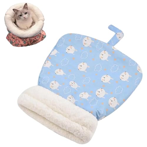 Katzenschlafsack, Schlafsack für Katzen, Warmer Plüsch Katzenbett Flauschig für den Winter, Katzen Schlafsack Höhle, Cat Bed, Katzenschlafplatz für Katzen und Hunde bis zu 5kg (Blau, One Size) von Kaezuy