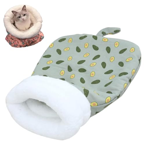 Katzenschlafsack, Schlafsack für Katzen, Warmer Plüsch Katzenbett Flauschig für den Winter, Katzen Schlafsack Höhle, Cat Bed, Katzenschlafplatz für Katzen und Hunde bis zu 5kg (Grün, One Size) von Kaezuy