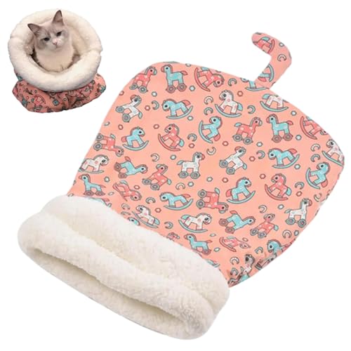 Katzenschlafsack, Schlafsack für Katzen, Warmer Plüsch Katzenbett Flauschig für den Winter, Katzen Schlafsack Höhle, Cat Bed, Katzenschlafplatz für Katzen und Hunde bis zu 5kg (Rosa, One Size) von Kaezuy