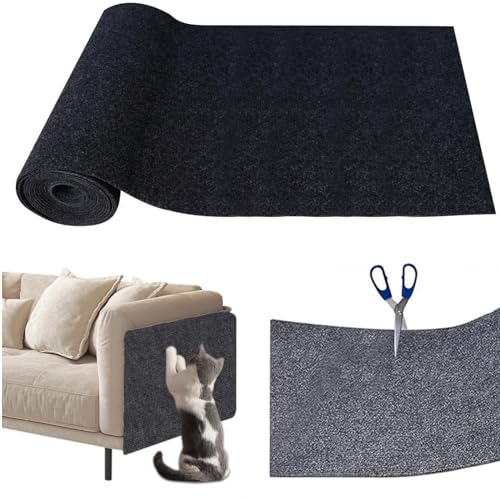 Kratzmatte Katze, Selbstklebend Kratzteppich, Kratzmatte für Katzen, DIY Trimmbarer Teppich, Kratzschutz Katzenkratzmatte für Schützt Teppiche Sofa Möbelschutz (Schwarz, 40 * 200cm) von Kaezuy