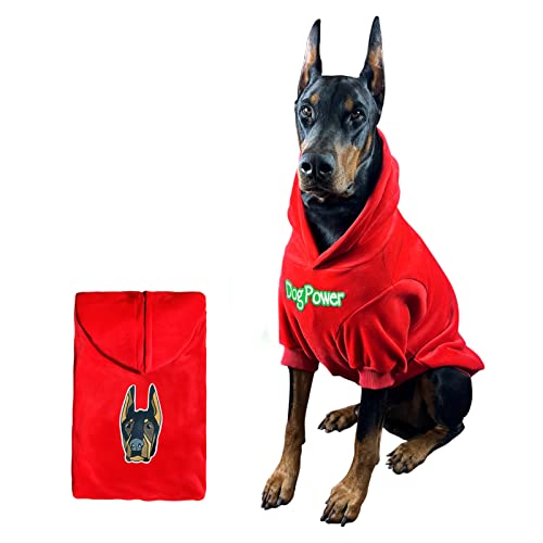 Kai Premium Hund Hoodie für Große Hunde, Samtmaterial, Dog Power, Mittelgroßer Hund Hoodie Großer Hund Pullover (4XL, Rot) von Kai Lifestyle & Wellness