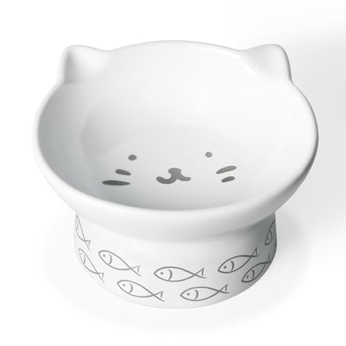 Kaiikai's erhöhte Katzen- und Hundeschüsseln 420 ml Keramik-Wassernäpfe für Hunde mittelgroßer und Kleiner Hunde 12 cm geneigte Katzentrinkschale erhöhte Futternäpfe für Katzen und Hunde von Kaiikai's