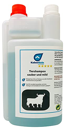 KaiserRein Tiershampoo sauber und mild 1l I auf Basis natürlichen Seifen, aus Kokosöl ist hautschonend und dadurch optimal für Pferde und Rinder I Beseitigt sämtliche Verschmutzungen auf Haut und Haar von KaiserRein professional