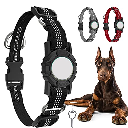 Airtag Hundehalsband Verstellbar Reflektierend Apple Air Tag Hundehalsband Weiche Nylon Hundehalsbänder mit Air Tag Halter Hülle Integriertes Air Tag Zubehör Haustierhalsband für kleine mittelgroße von Kaizernek