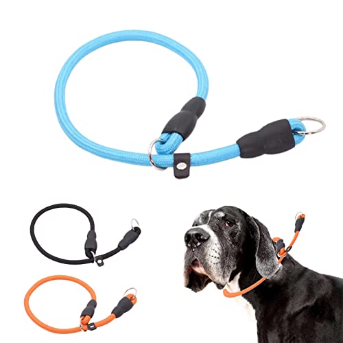 Kaizernek Geflochtenes Seil, Slip-Choke-Hundehalsband, Martingale-Halsband, verstellbarer Stoppring, ideal zum Spazierengehen und Trainieren von mittelgroßen, großen Hunden (40,6 x 0,6 cm, blau) von Kaizernek