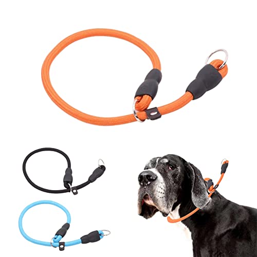 Kaizernek Geflochtenes Seil, Slip-Choke-Hundehalsband, Martingale-Halsband, verstellbarer Stoppring, ideal zum Spazierengehen und Trainieren von mittelgroßen, großen Hunden (40,6 x 0,6 cm, orange) von Kaizernek