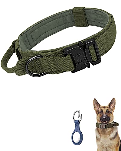 Taktisches Hundehalsband Verstellbares Hundehalsband mit Kontrollgriff und Schwermetallschnalle Military Nylon K9 Halsband für mittelgroße und große Hunde (XL, Militärgrün) von Kaizernek