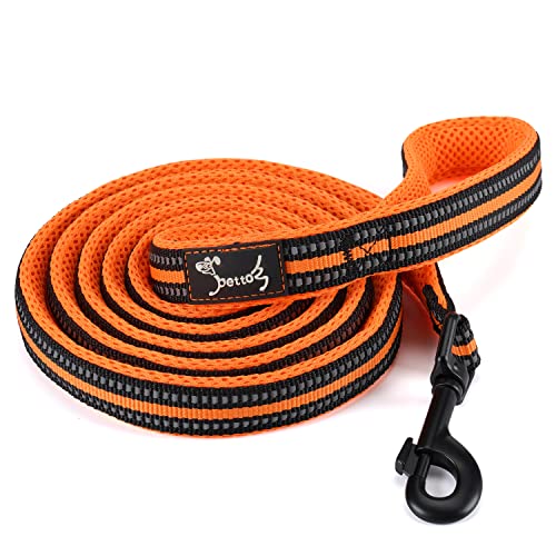 PETTOM Hundeleine Reflektierend Leine aus Nylon mit Weich Gepolsterter Griff und Metallhaken für Training, Robuste Leine Hund für Kleine Mittel Große Hunde (Orange 110 cm) von PETTOM