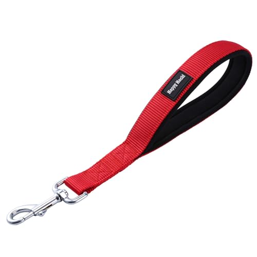 PETTOM Kurzführer Hund mit Griff Strapazierfähigem Nylongewebe Kurze Hundeleine für Hundetraining Geeignet (M: 2.5 x 32 cm, Rot) von PETTOM