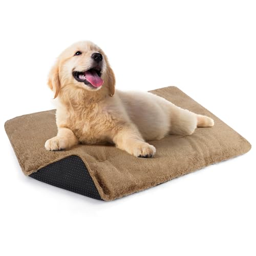 Hundebett-Matte, selbstheizend, klein, waschbar, rutschfeste Thermomatte, weiche, warme Haustier-Heizmatte für Hunde und Katzen, 45 x 70 cm (Khaki, M) von Kaket