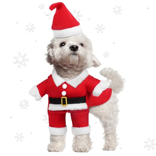 Kaket Katze Weihnachtskostüm, Katzenkostüme für Haustiere, Katze Weihnachtsmann Kostüm, Weihnachten Hund Kostüme, Hund Verkleidung Kostüme Xmas Pet, Cute Pet Red Weihnachtskostüme für Welpen und Katze von Kaket