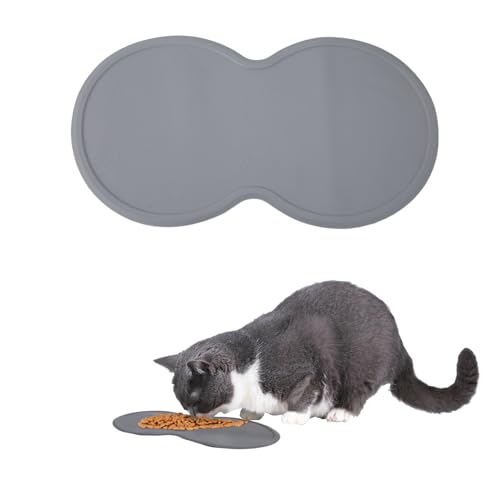 Katzen-Futtermatte, rutschfeste Haustierfuttermatte, auslaufsichere Katzen-Hundefuttermatte, Silikon-wasserdichte Katzennapf-Matte für Futter und Wasser (Silikon) von Kaket