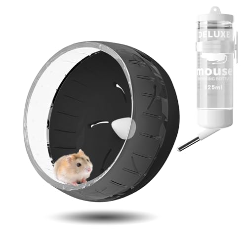 Hamster Silent Wheel, Hamster Übungsräder, Leise rutschfest Hamsterrad, Laufrad Hamster, Hamsterrolle, Mit Kleintiere Wasserspender, Verstellbarem Hamster zubehör, 17.5 cm von Kakveiai