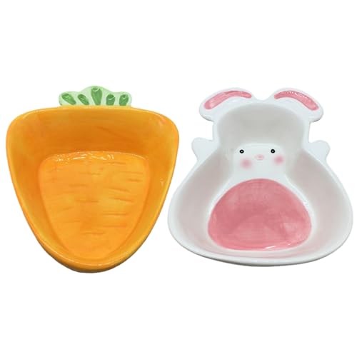 2pcs Hamster Food Bowl, 5x6x2 Karotte & Hasenstil Keramik Meerschweinchen -Lebensmittelschale, Tiere Futterwasserschale für Meerschweinchen -Rennmäuse Chinchilla Igel Ratte von Kalastussaari