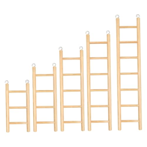 5pcs Vogelspielzeug Holzleiter, 3/4/5/6/7 Stiefvogelleiter für Käfig, natürliche Holzstiefleiter Vogelleiter mit Verbindungshaken Vogelklettern Spielzeug für Sittiche, Papageien, Kakadu und Lovebirds von Kalastussaari