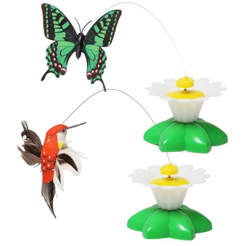 Flying Bird Cat Toy 2pcs Interactive Cat Toy Batterie Batterie Batterie -Batterie -Vogel -Teaser Simulation Vogelkatze Teaser für Innenkatzen Übungen Keine Batterie Fliegende Vogelkatze Spielzeug Spi von Kalastussaari