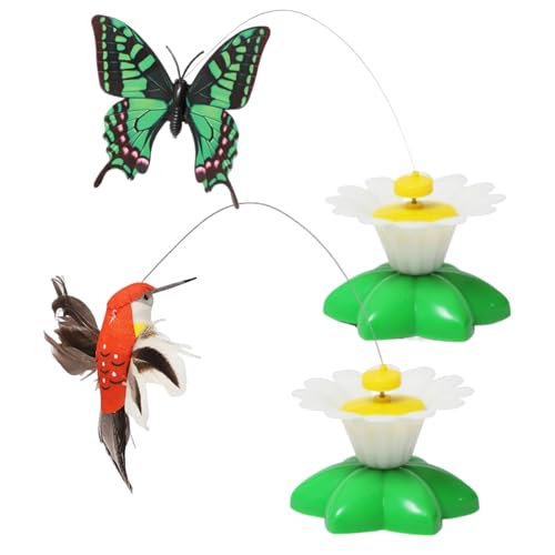 Flying Bird Cat Toy 2pcs Interactive Cat Toy Batterie Batterie Batterieanbieter Vogel Teaser Bewegung Simulation Bird Katze Teaser für Innenkatzen Übungen keine Batterie Fliegende Schmetterlingskatze von Kalastussaari