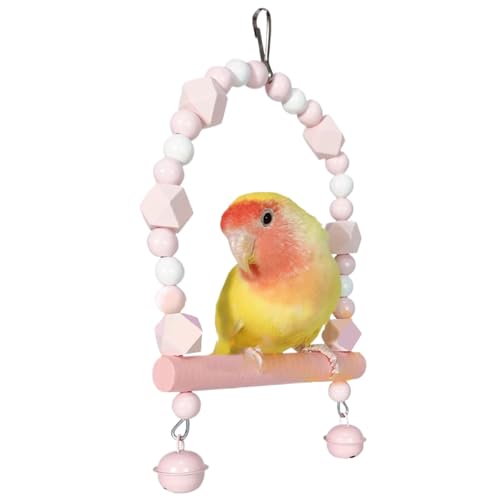 Hölzerner Vogelschwung, Bogenform Shot Swing Spielzeug mit hölzernen Barsch 7x5 Zoll Hummingbird Swing mit Glockencharme Clip Hängende Vogelspielzeug für Vogelkäfig von Kalastussaari