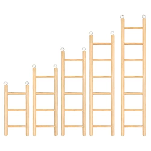 Holzvogelleiter, 5 grundlegende Größen Perch-Sichtweite Kletterspielzeug mit Connecting Hook, 04.03.6.7schritt Mehrzweckvogelspielzeug für Hamster, Shoteset von Kalastussaari