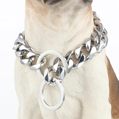 Hund Choke Halsband 22 Zoll Länge hohl -Out -Halshalsband für Hunde lustige DIY Silber Hundekette Edelstahlkettenkragen für große Hunde Haustier Liebhaber Geschenke von Kalastussaari