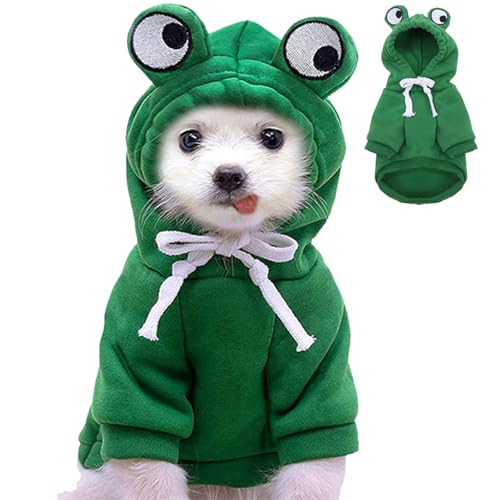 Hund Frosch Hoodie entzückender lustiger Hund Hoodie mit großem Auge auf Kapuze Polyester -Green Cat Hoodie mit Gummiband und Kordelstring warme dekorative Haustierkleidung für Winter, Fotos, Cosplay von Kalastussaari