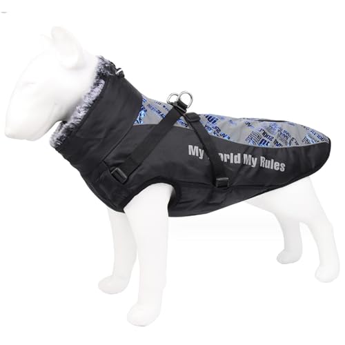 Hund Wintermantel Großer Hund Winter Kleidung reflektierende Hundejacke wasserdes warmes Hundesweste mit Gurtloch und hohem Kragen für den Innenrang im Freien im Freien 3xl, Hund Wintermantel von Kalastussaari