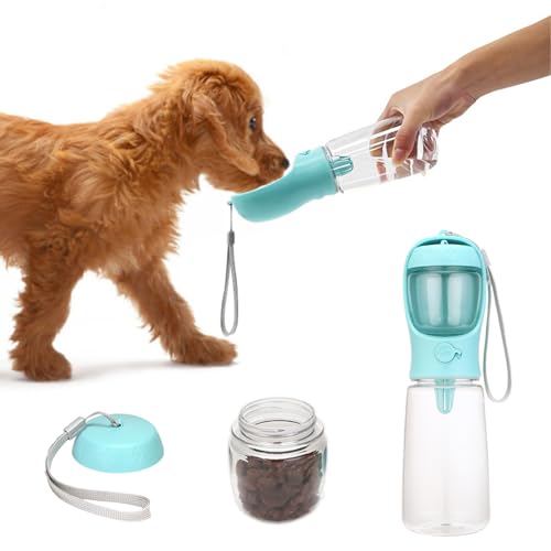 Hundwasserflasche mit Lebensmittelbehälter, tragbare Hundwasserflasche mit Lanyard, 550 ml große Kapazität Hunde Travel Wasserflasche, Hundwasserflaschenträger für Gehen im Freien, Hundwasserflasche von Kalastussaari